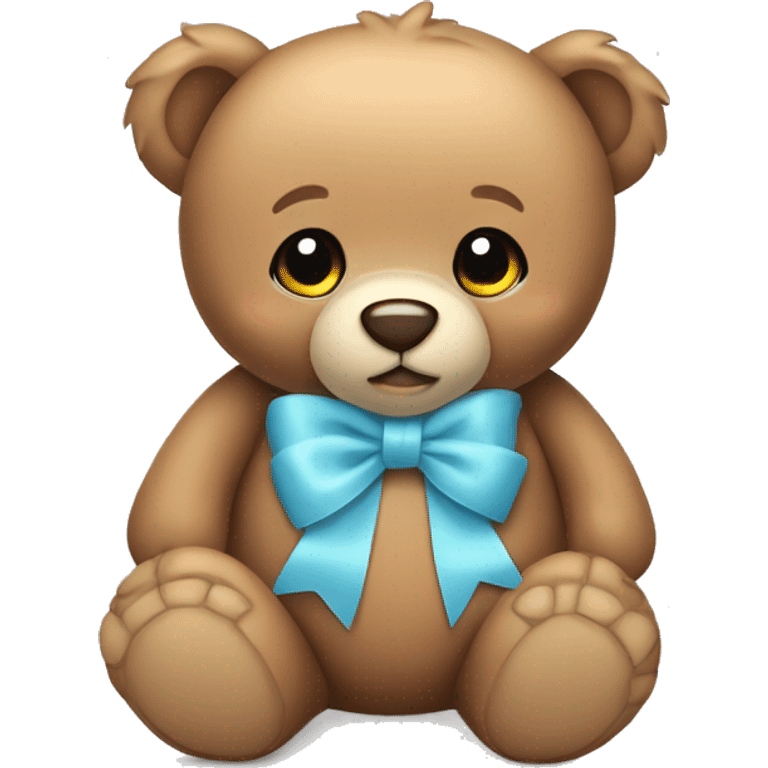 Teddy bear with light blue bow  emoji