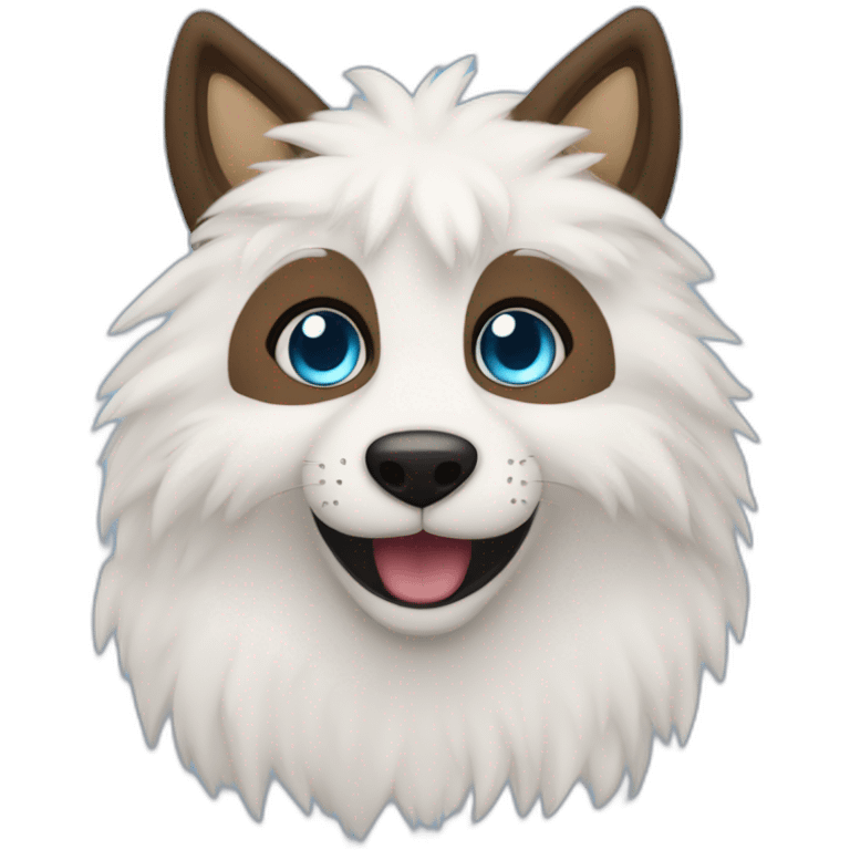 Crea un emoji furry azul con pelo cafe y ojos cafés (furry fandom) emoji