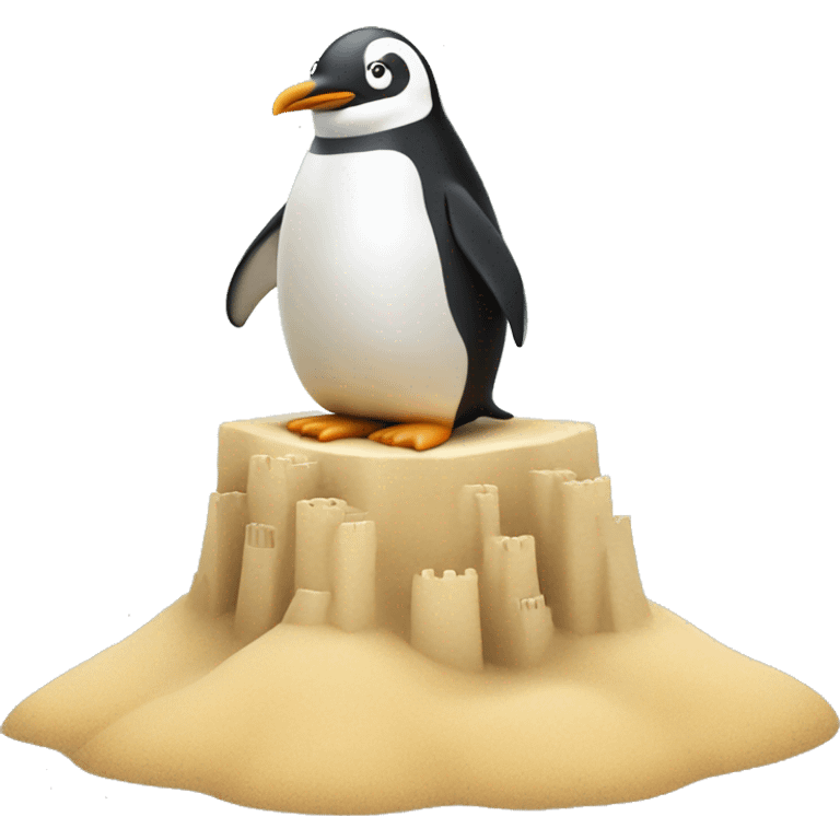 penguin in sandcastle emoji