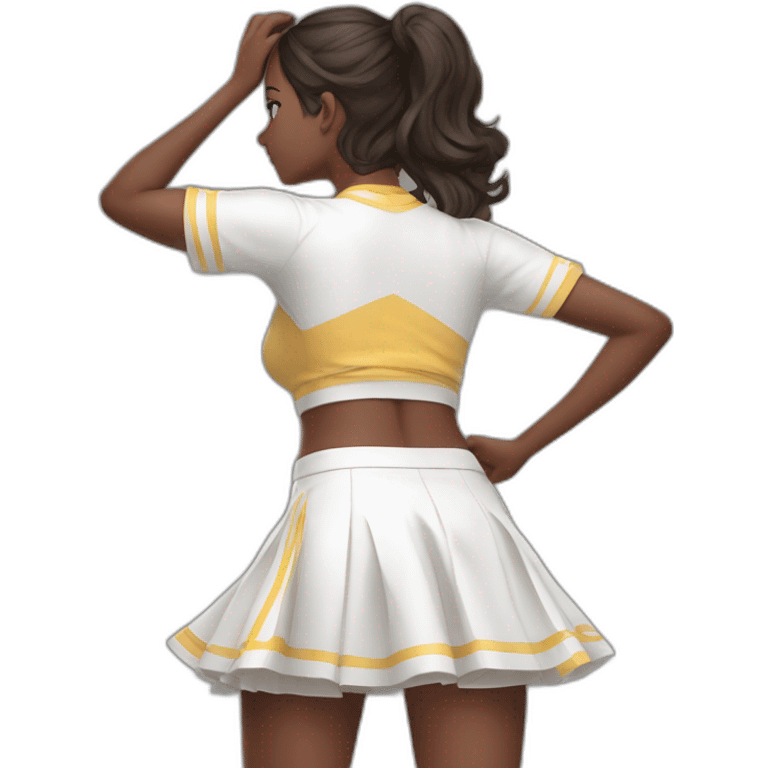 Back view Full body curvy beauty cheerleader short skirt skirt dancing kankan emoji