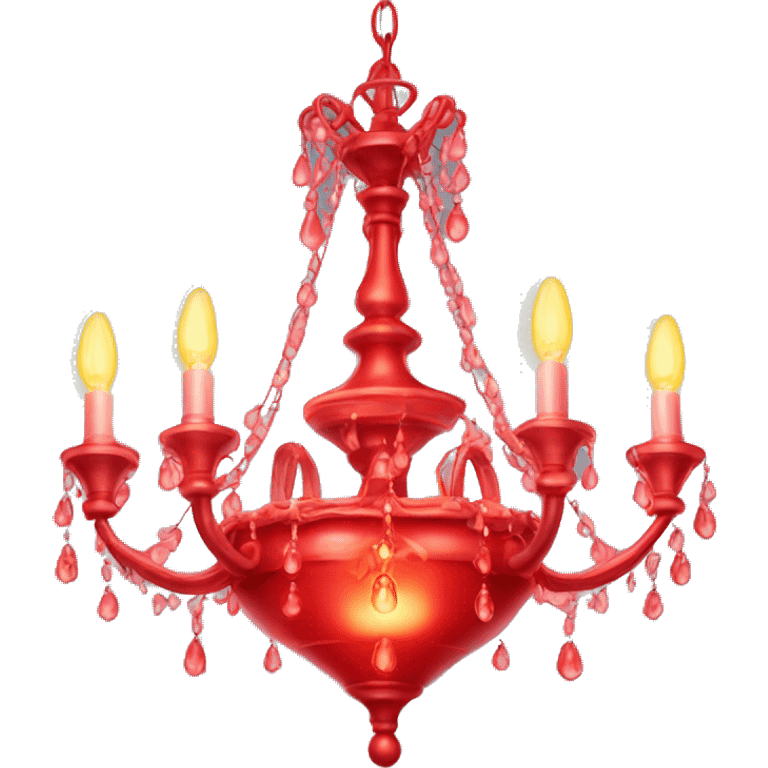 glowing red chandelier with a bottle of perfume on top emoji