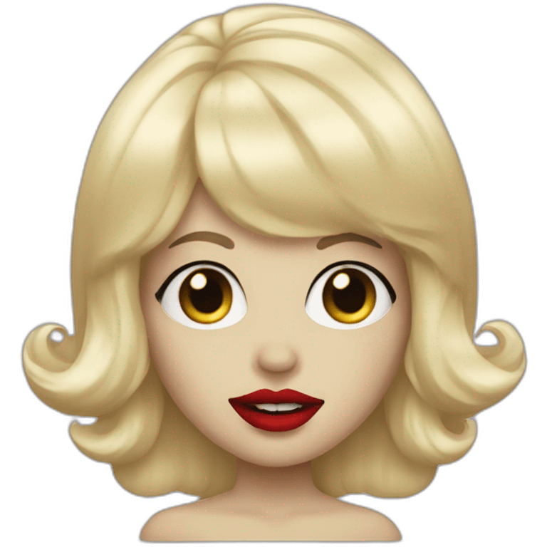 skull with blonde wig and red lipstick emoji