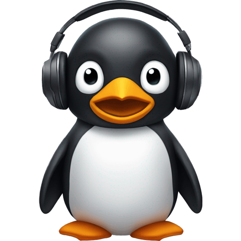 penguin in gamer headphones emoji