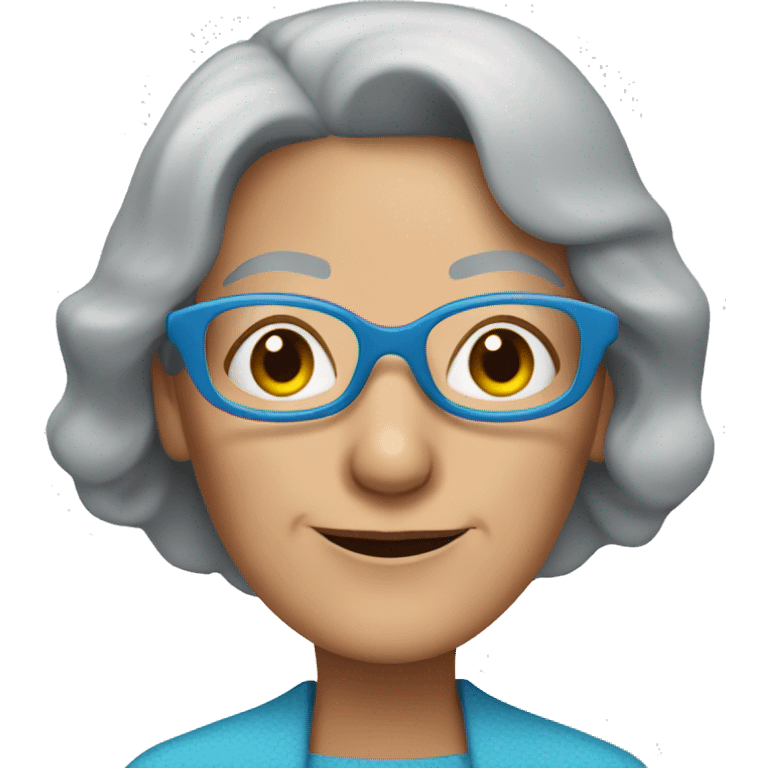 old lady with blue hexagon glasses and straight grey bob  emoji