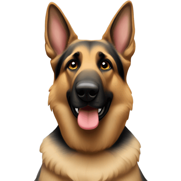 German Shepherd with hearts around it emoji