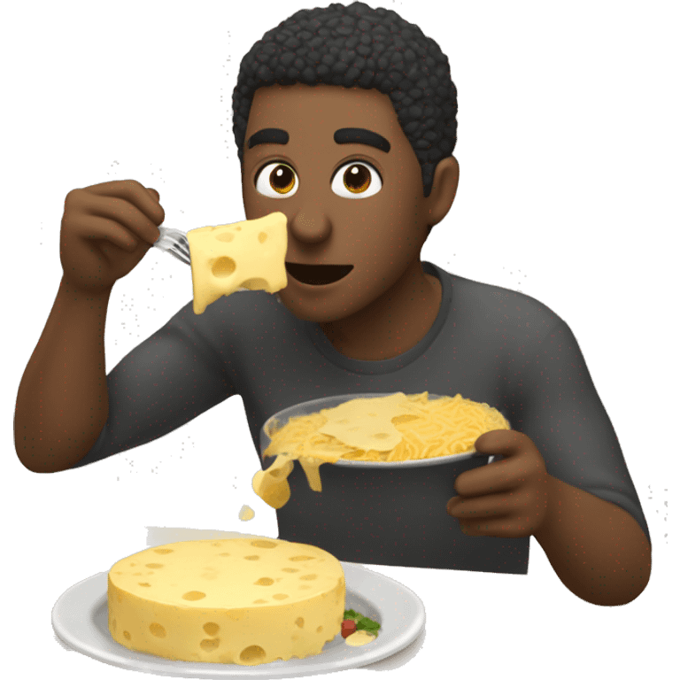 Persona comiendo fideos con queso emoji