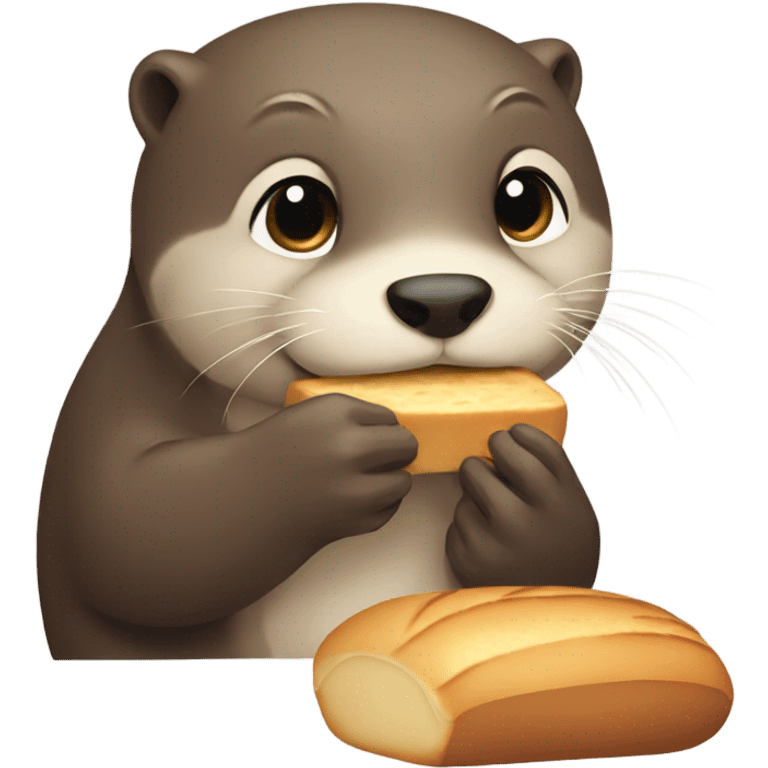 Tender otter eating a bread  emoji