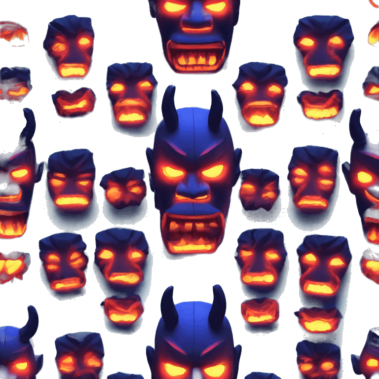 ONI MASK blue color eyes glowing neon japanese low poly 3d emoji