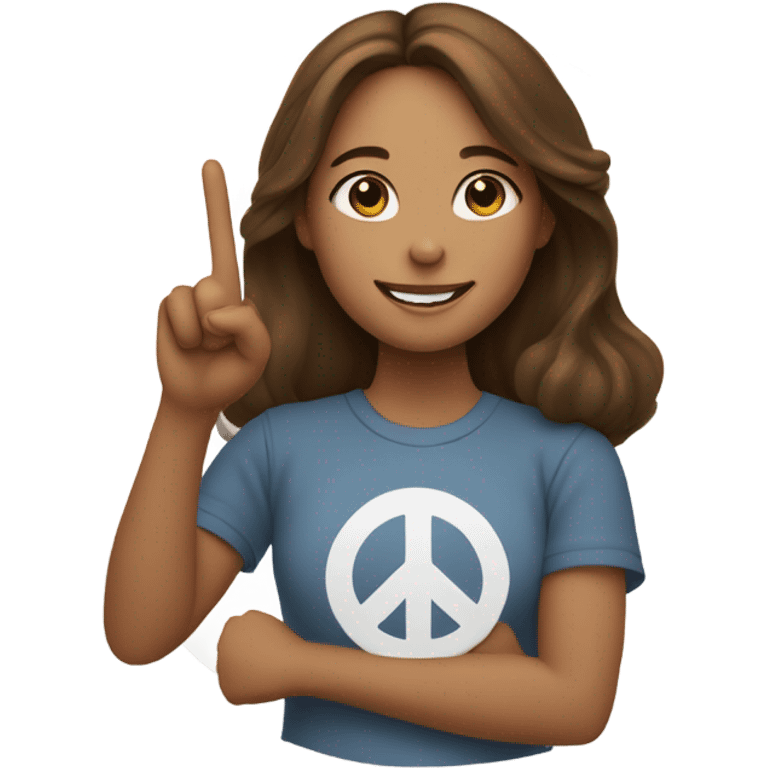 smiling girl with brown hair peace sign  emoji