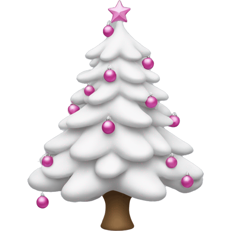 White Christmas tree with pink ornaments emoji