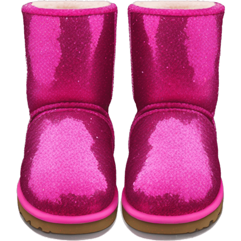 Realistic hot pink glitter and fur Ugg boots. emoji