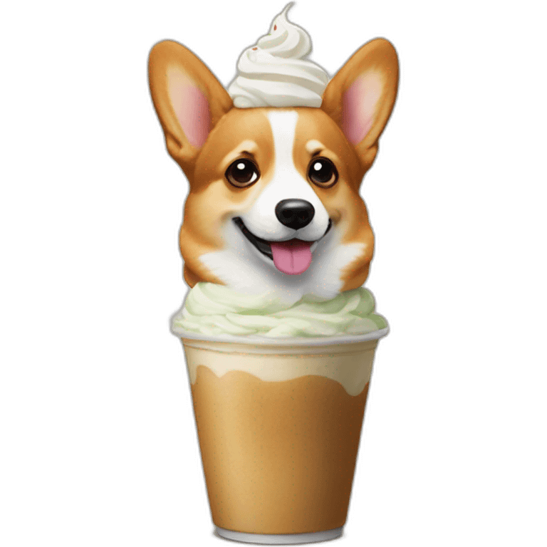 corgi tomando frappuccino emoji