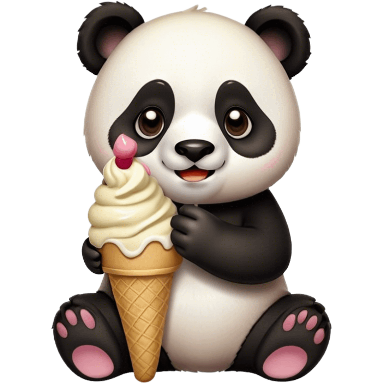 Panda eating ice cream emoji