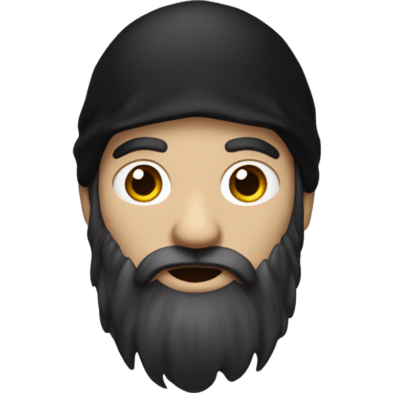 bearded wizard with black cloak and black hair emoji