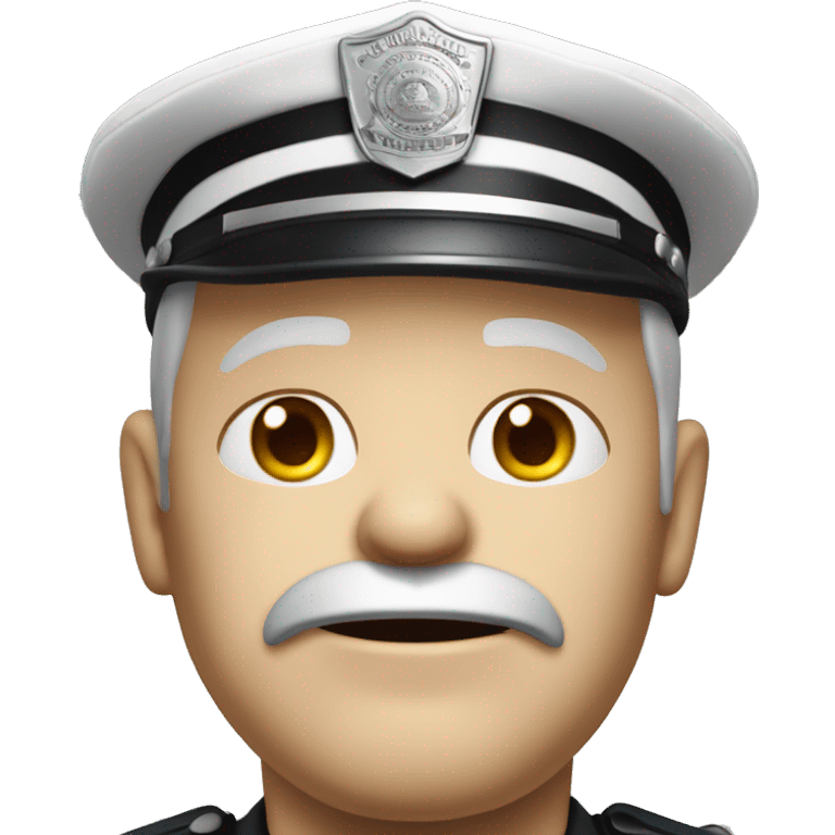 Photorealistic old white American policeman shoked detailed face emoji