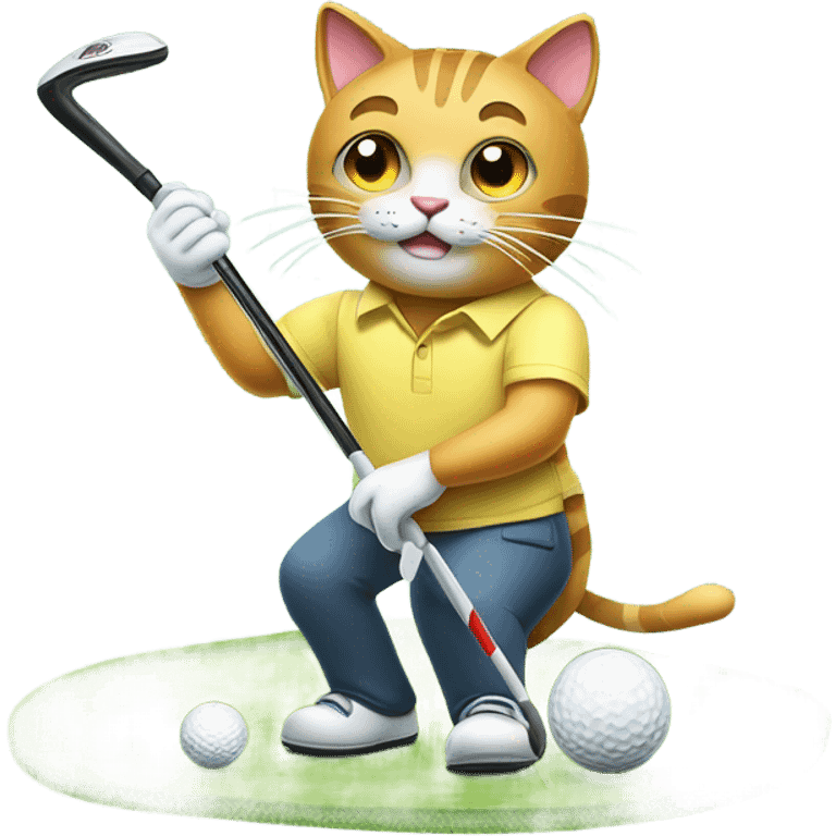 Cat playing golf emoji