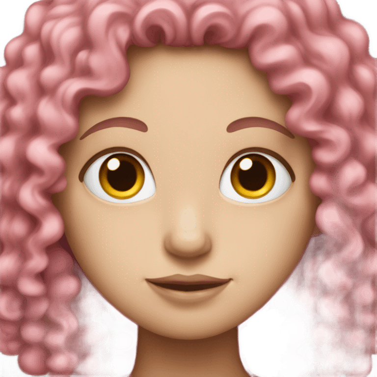 White girl with pink curly hair emoji