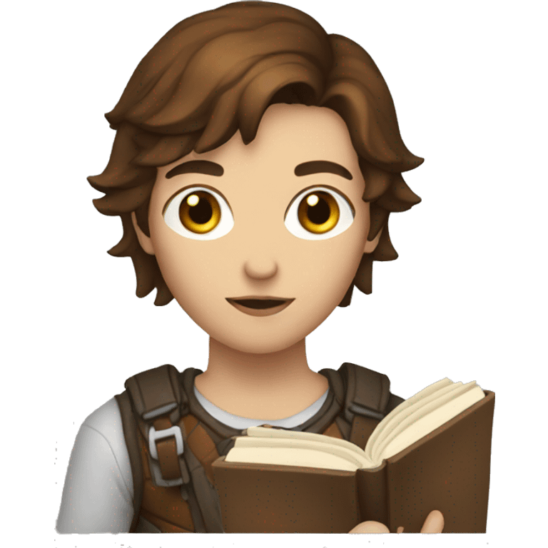 human rogue with brown hair holding a book  emoji