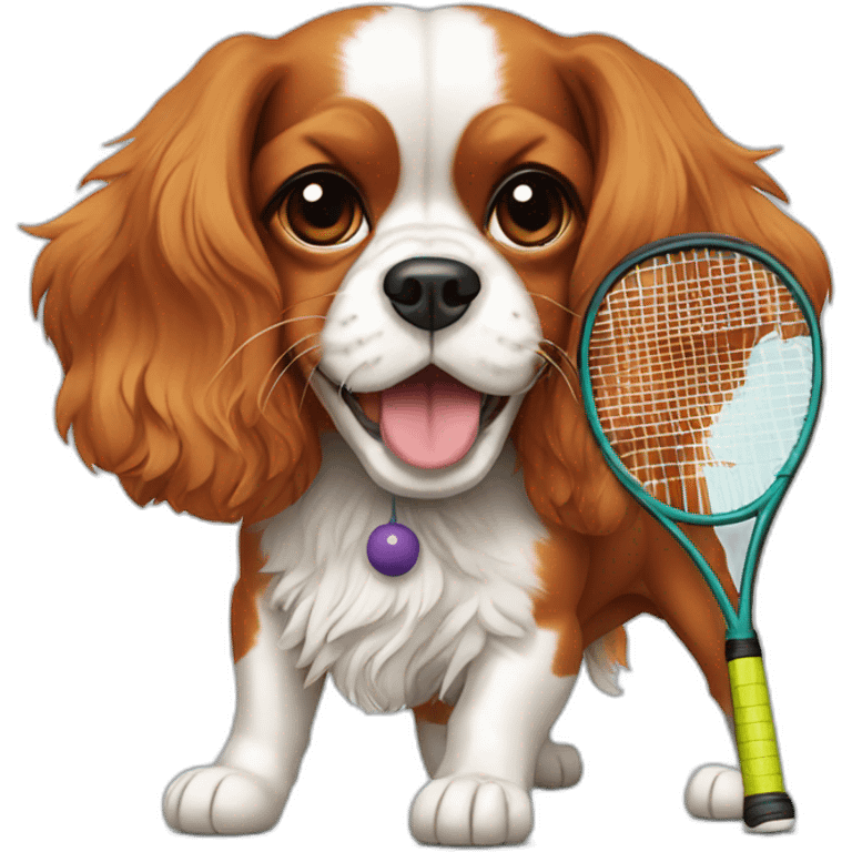 cavalier king charles playing tennis emoji