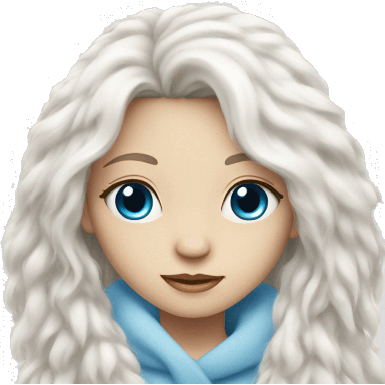 a long haired girl with her all white cat with blue eyes and long fur emoji