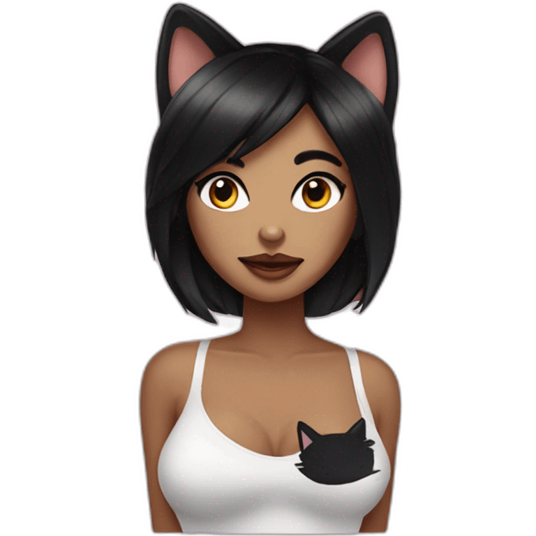 woman with black hair wearing cat costume posing glamorously emoji