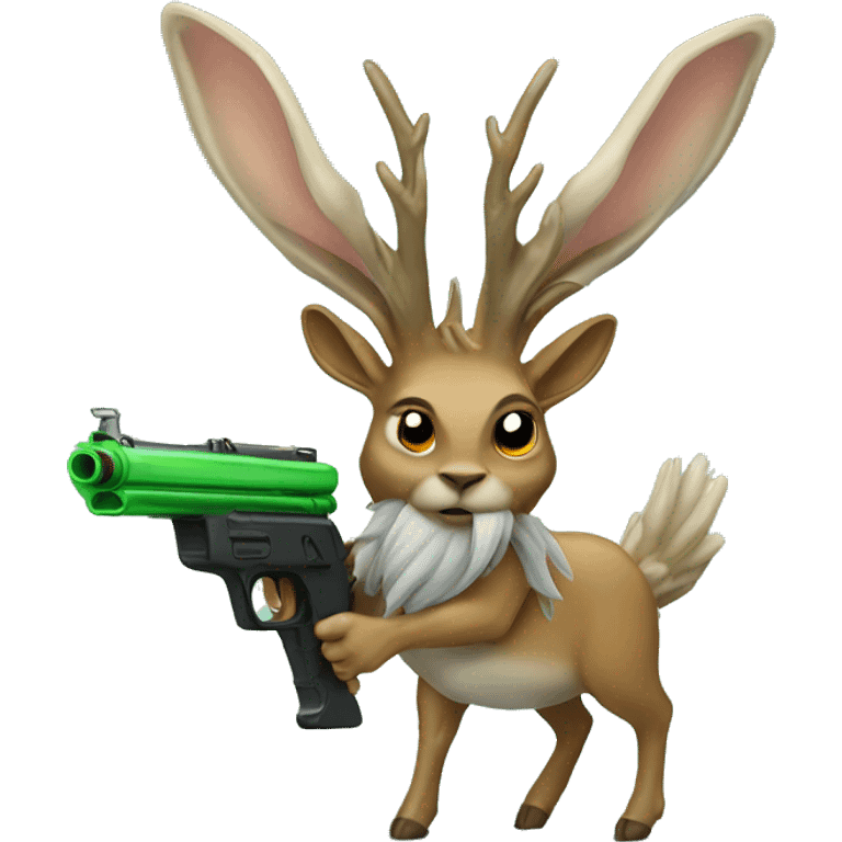 a mythical jackelope with a watergun emoji