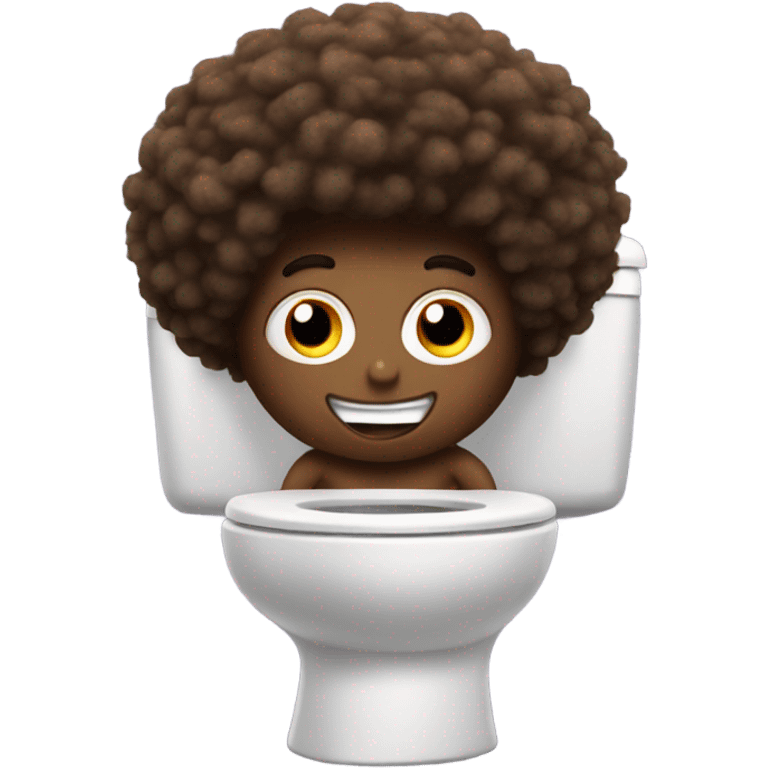 Poo with Afro hair with 2 legs running away from toilet emoji