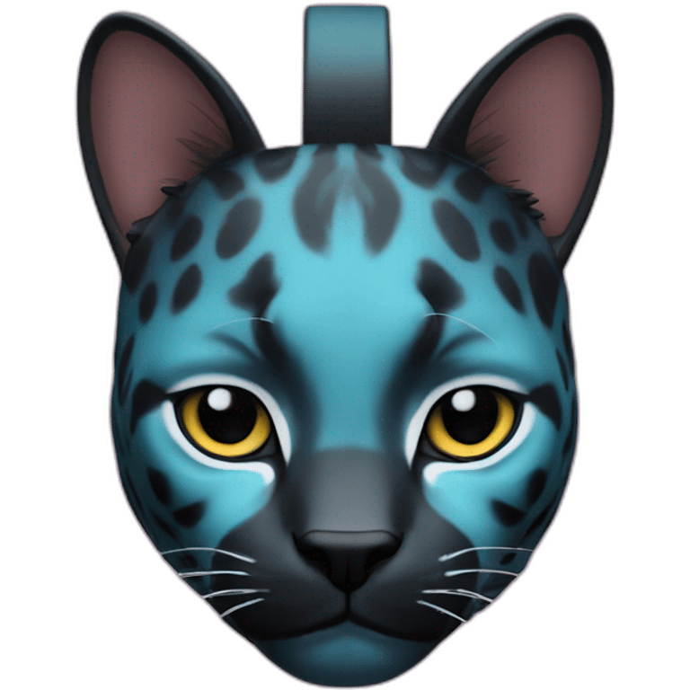 panther cat  airpods max on head emoji