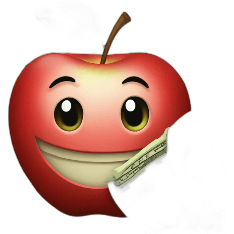 smiling red apple with a lot of money emoji