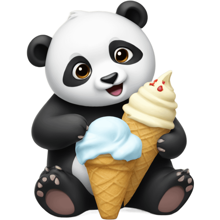 Panda eating ice cream emoji