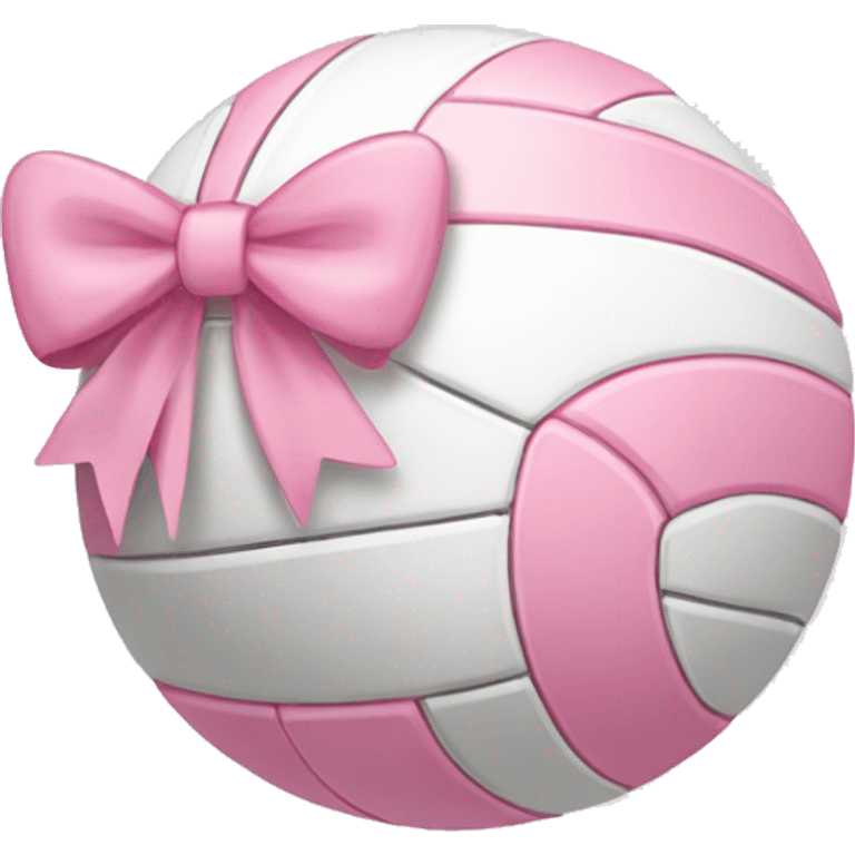 Light pink and white volleyball with light pink bow on top emoji