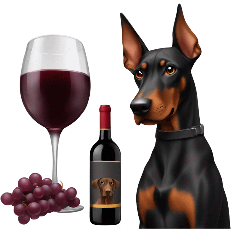 Red wine and doberman emoji