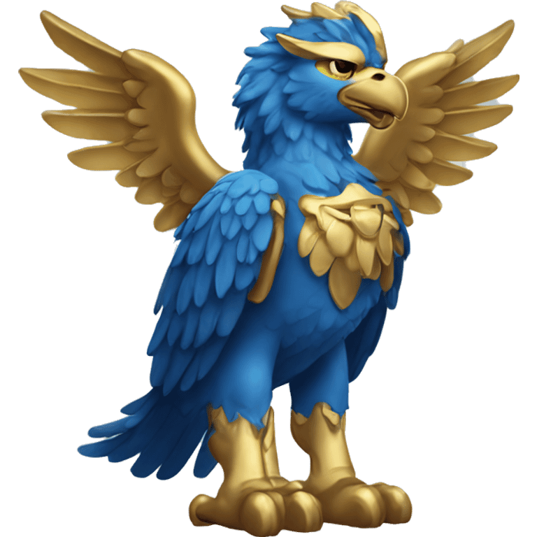 Blue griffin with golden head emoji