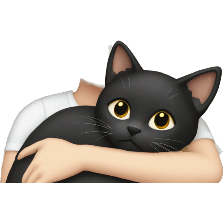 Pale women with dark hair cuddling cat emoji