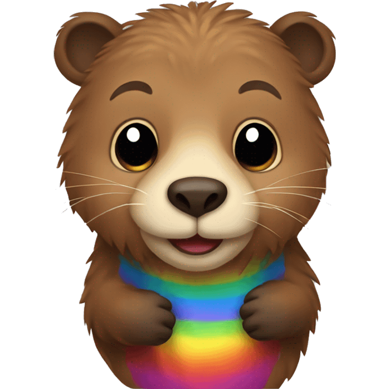 normal emoji style google beaver with rainbow colors fur emoji