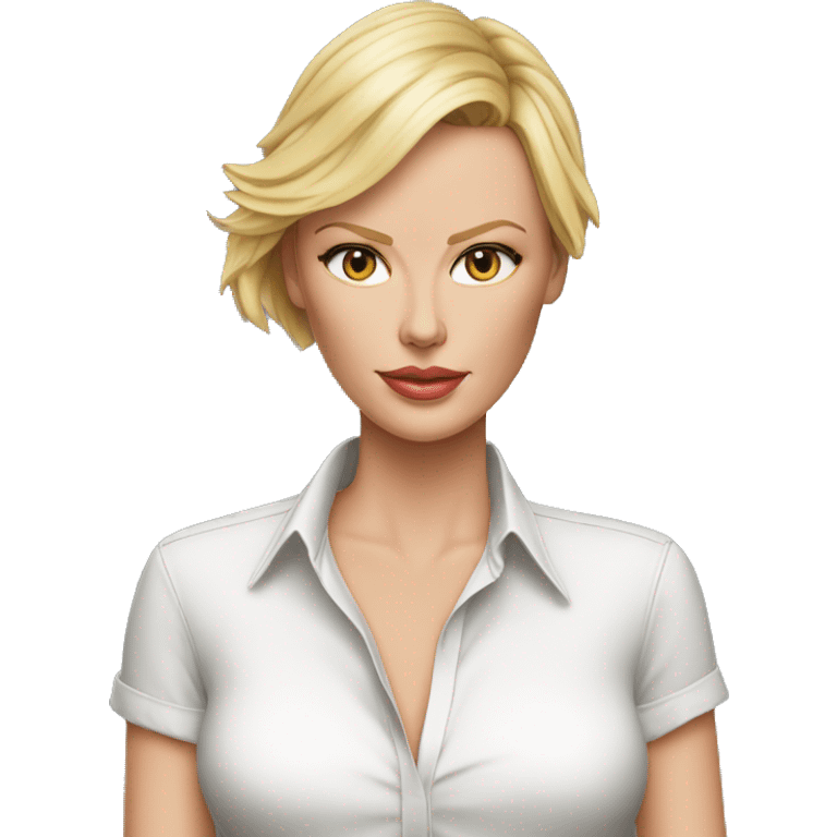 ultra realistic charlize theron wearing shirt emoji