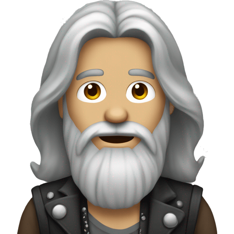 long dark gray haired rocker guy with full beard emoji