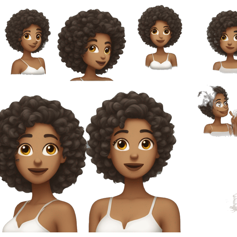 Mixed girl with curly hair doing skincare  emoji