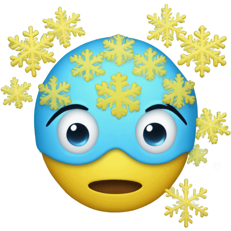 Ideal iPhone Yellow emoji face with light blue snowflakes in place of the eyes  emoji