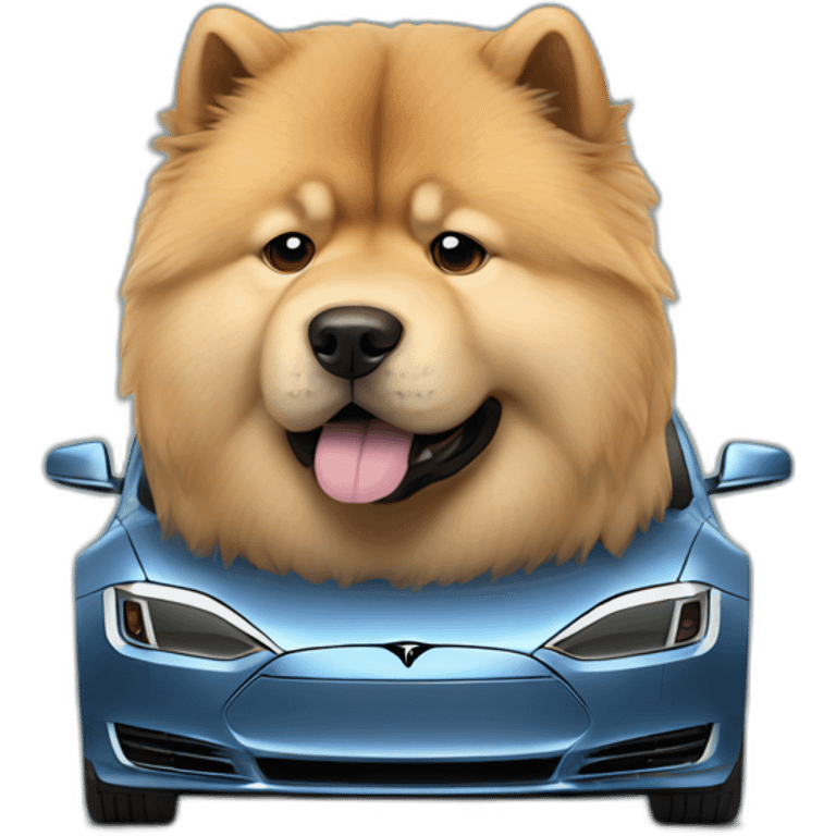 Chow chow in a tesla emoji