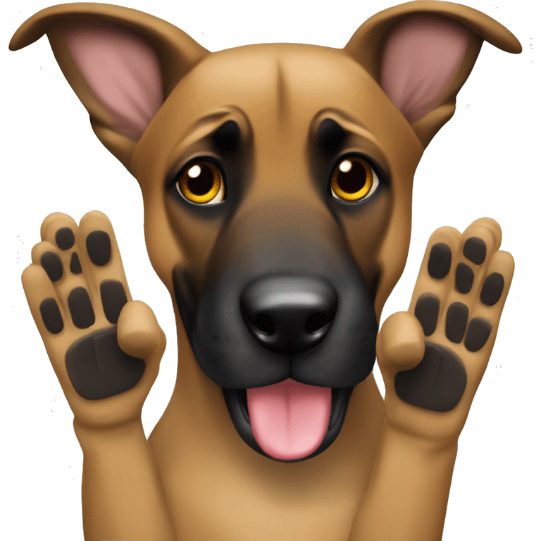 malinois say hello wit hand emoji