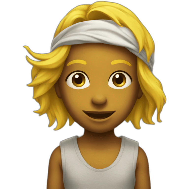 tete emodji jaune avec un bandana de nija sur la tete emoji