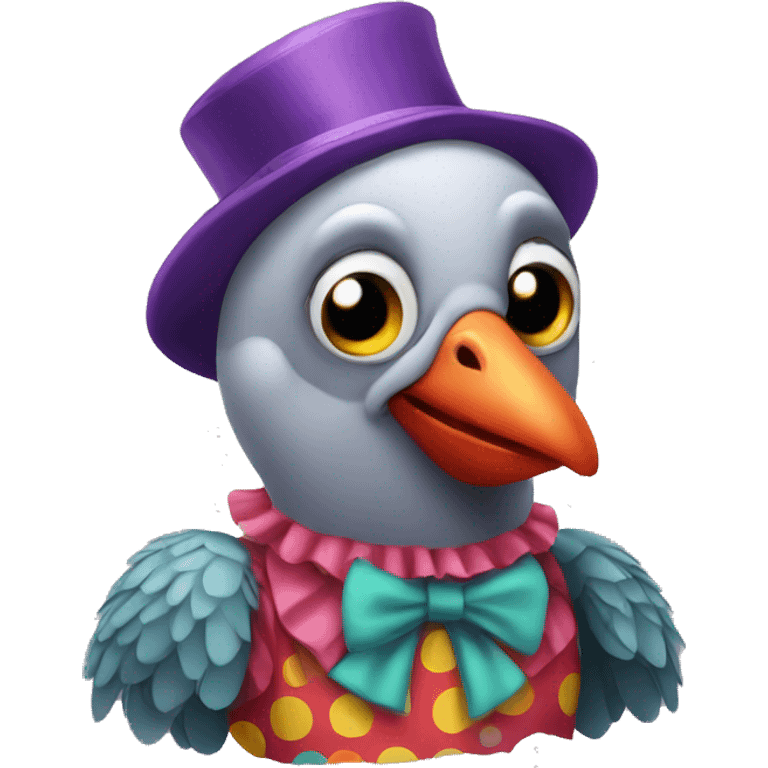 pigeon in silly clown costume emoji