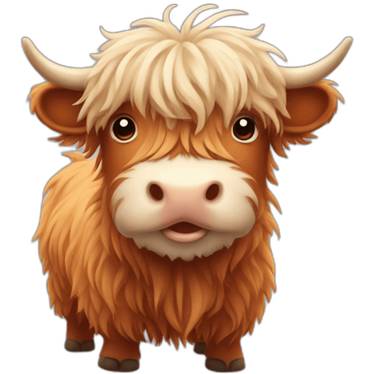 Cute Fluffy Highland cow emoji