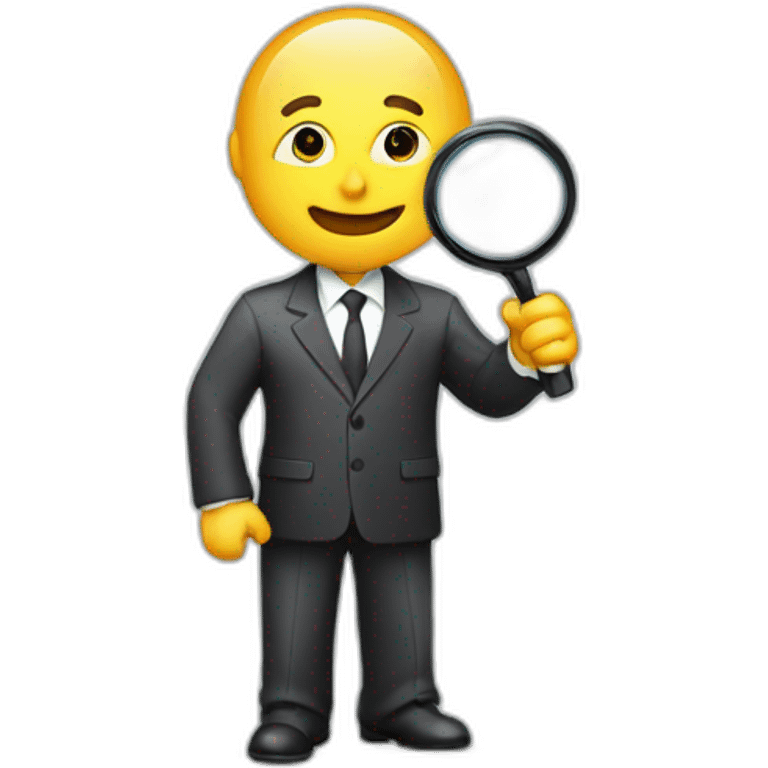 businessman holding magnifying glass emoji