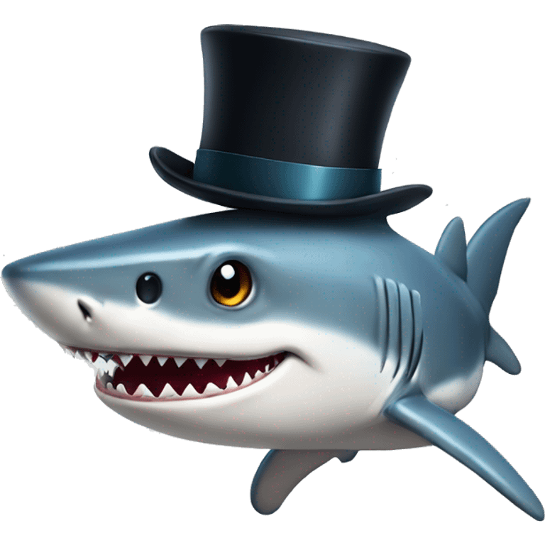 Shark with a top hat emoji