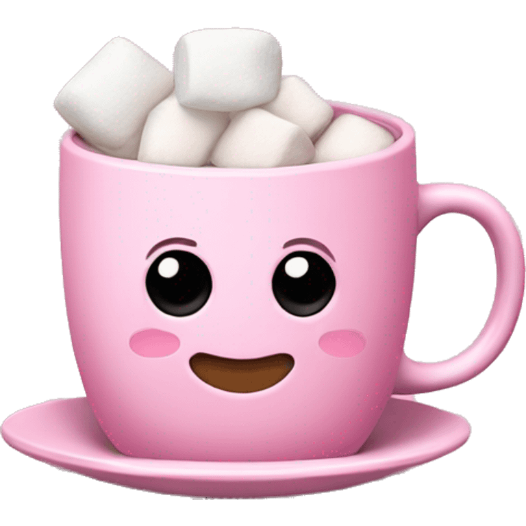 Pink mug of hot coco with marshmallows  emoji