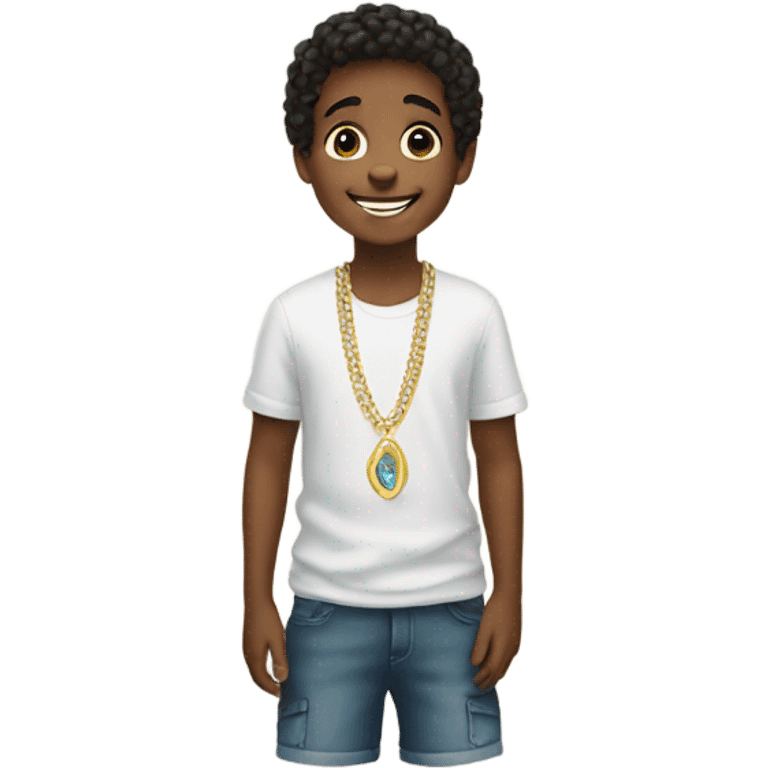 smiling boy with jewelry indoors emoji