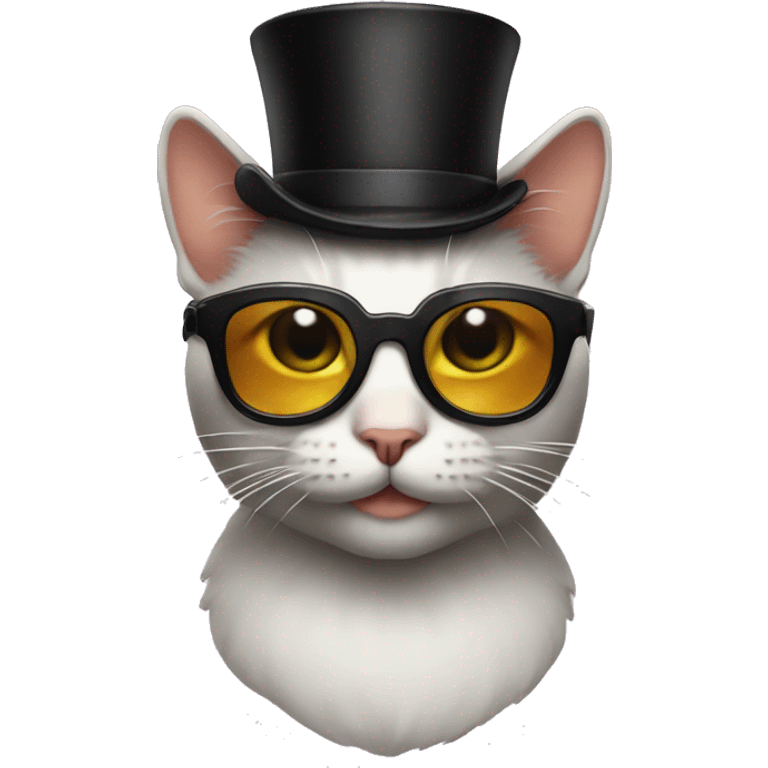 Cat with sunglasses with top hat emoji