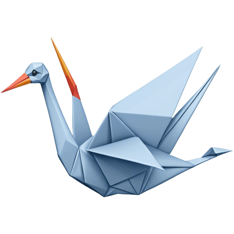 Cinematic Realistic Origami Crane Emoji, featuring a beautifully folded paper crane with crisp, delicate edges and intricate creases. The elegant structure casts soft shadows under warm, natural lighting, with a subtle texture of fine paper enhancing its serene and symbolic presence. emoji